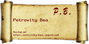 Petrovity Bea névjegykártya